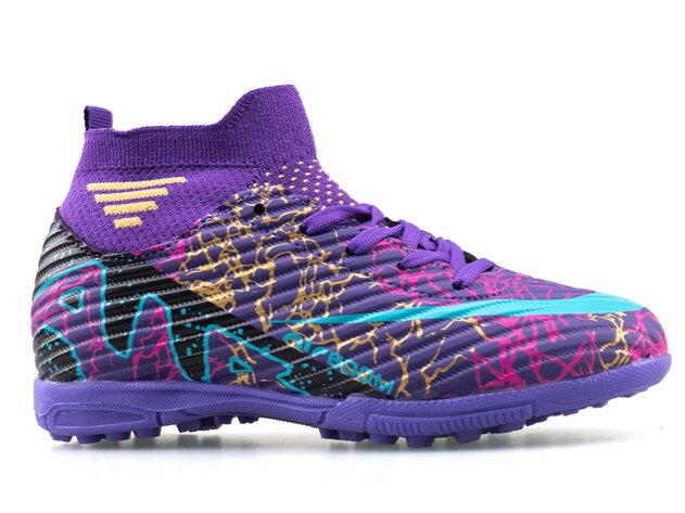 Air Laliga 565 Filet Halısaha Çoraplı - Mor/Turkuaz Desenli - 1