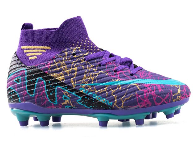 Air Laliga 565 Filet Krampon Çoraplı - Mor/Turkuaz Desenli - 1