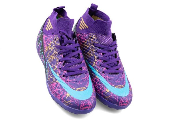 Air Laliga 565 Garson Halısaha Çoraplı - Mor/Turkuaz Desenli - 2