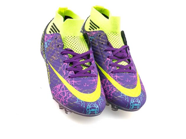 Air Laliga 565 Garson Krampon Çoraplı - Mor/Sarı/Desenli - 2