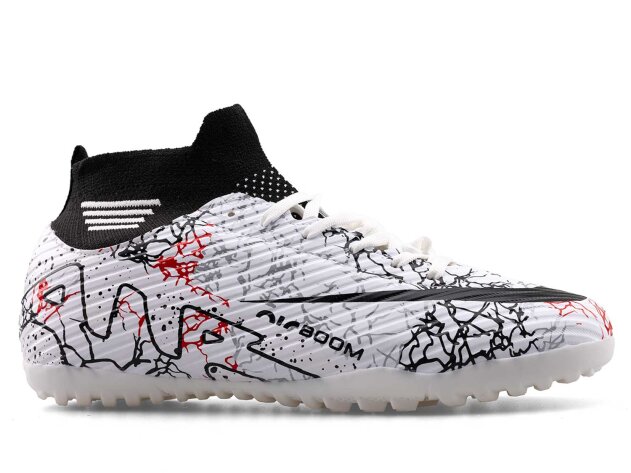 Air Laliga 565 Merdane Halısaha Çoraplı - Beyaz/Siyah/Desenli - 1