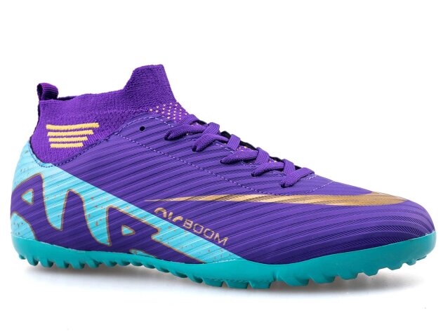 Air Laliga 565 Merdane Halısaha Çoraplı - Mor/Turkuaz Desenli - 1