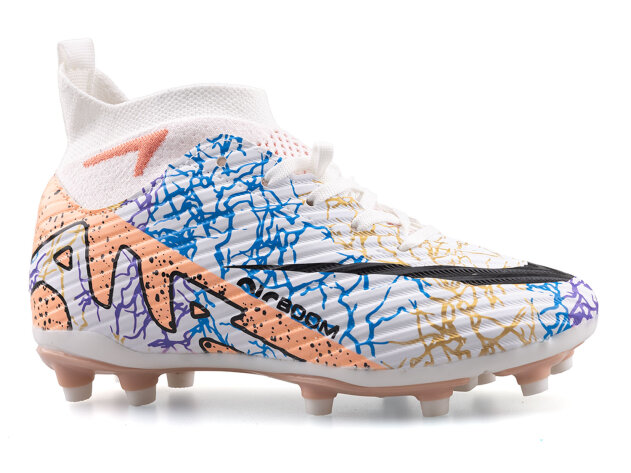 Air Laliga 600 Filet Krampon Çoraplı - Beyaz/Somon/Desenli - 1