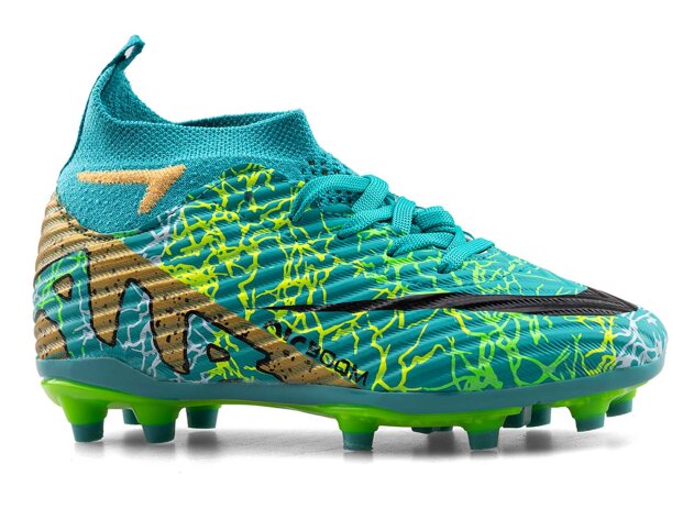 Air Laliga 600 Filet Krampon Çoraplı - Turkuaz/Altın/Desenli - 1