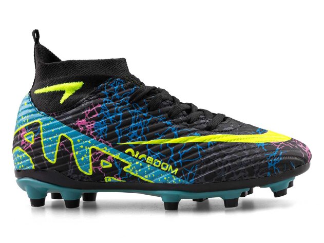 Air Laliga 600 Garson Krampon Çoraplı - Siyah/Turkuaz/Desenli - 1