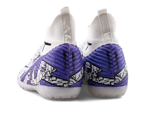 Air Laliga 600 Merdane Halısaha Çoraplı - Beyaz/Mor/Desenli - 3