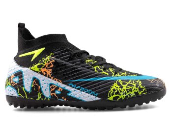 Air Laliga 600 Merdane Halısaha Çoraplı - Siyah/Turkuaz/Desenli - 1