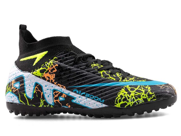 Air Laliga 600 Merdane Halısaha Çoraplı - Siyah/Turkuaz/Desenli - 1