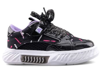 Alessio 055 Patik Keten Işıklı - Siyah/Lila B.T - Alessio