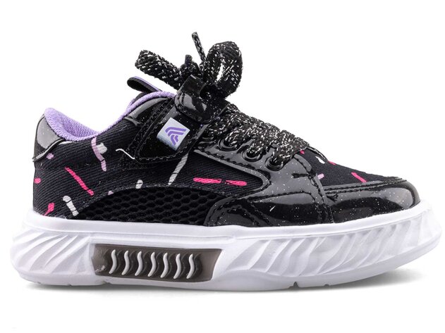 Alessio 055 Patik Keten Işıklı - Siyah/Lila B.T - 1