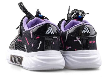 Alessio 055 Patik Keten Işıklı - Siyah/Lila B.T - 3