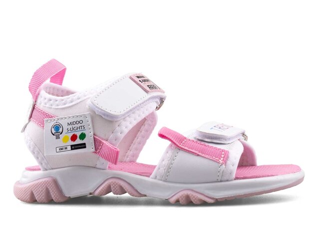 Middo 2023 Patik Şeritli Sandalet - Beyaz/Pembe - 1