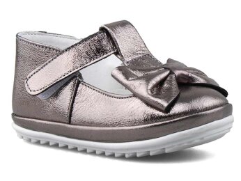 Momy İlkadım 601 Bebe Deri Babet - Platin - Momy