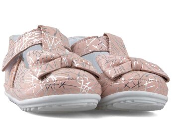 Momy İlkadım 601 Bebe Deri Babet - Pudra/Desenli - Momy