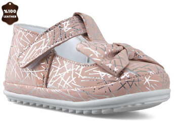 Momy İlkadım 601 Bebe Deri Babet - Pudra/Desenli - Momy