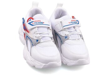 Picasso Kids 226 Patik Anrk - Beyaz/Saks/Kırmızı - Picasso