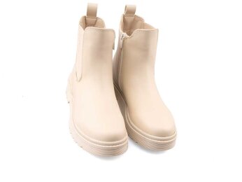 Polact 24071 Zenne Cilt Fermuarlı Bot - Bej - Polact