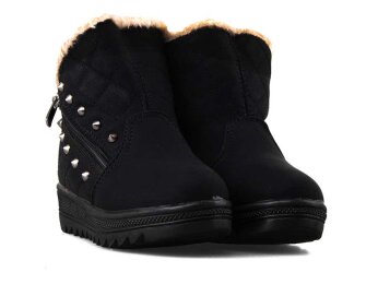 Twingo 6411 Patik Fermuarlı Kürklü Bot - Siyah/Bej - 6